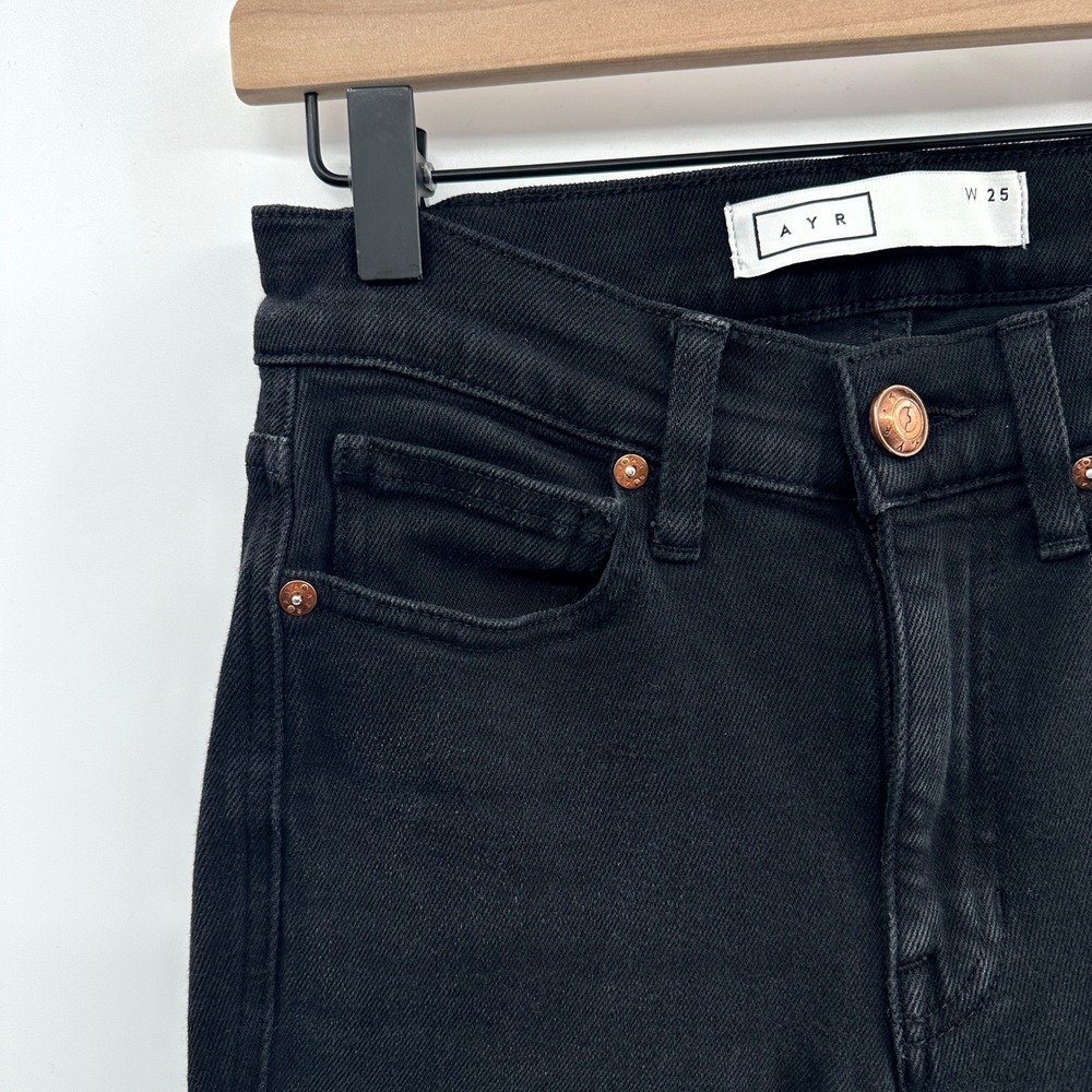 AYR The Rocker Straight‎ Leg Crop Raw Hem in Magnetic Black Size 25 - Picture 7 of 13